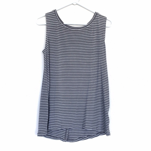Old Navy Tops - Old Navy Gray White Stripe Sleeveless Tank Top